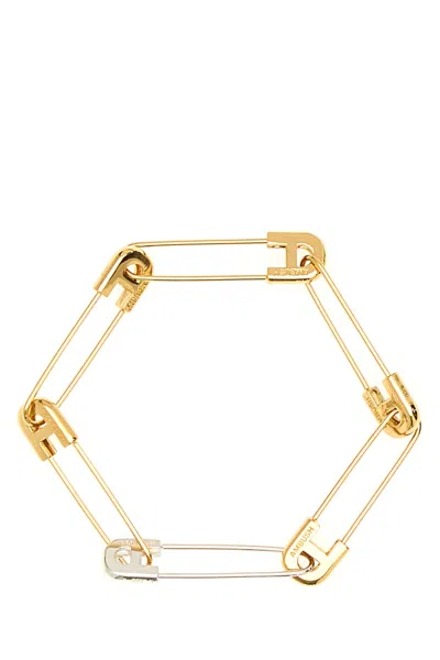AMBUSH TWO-TONE METAL A SAFETY PIN LINK BRACELET