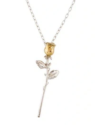 Pre-owned Ambush Two-tone Rose Pendant Necklace, 33.5", 33.5" In Multi