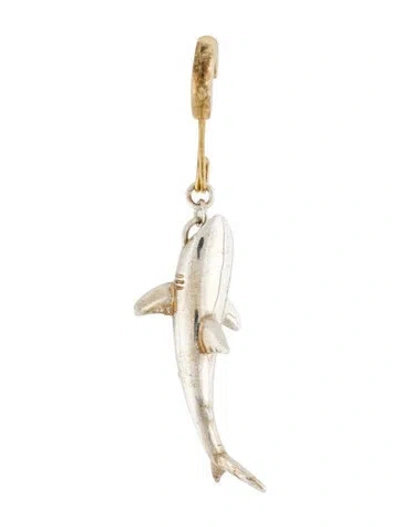 Pre-owned Ambush Two-tone Shark Safety Pin Single Drop Earring In Multi