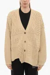 Ambush V-neck Cable Knit Cardigan In Beige