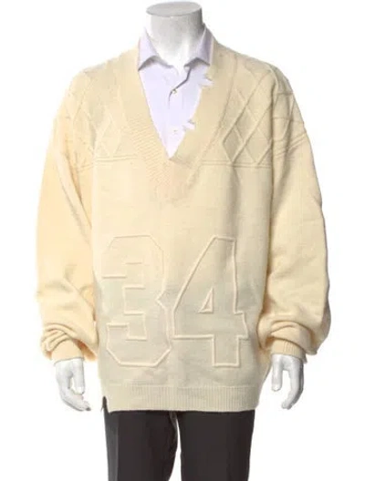 Pre-owned Ambush Virgin Wool V-neck Pullover In Neutral