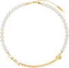 Ambush White & Gold Pearl Chain Mix Necklace In Gold
