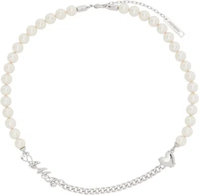 Ambush White & Silver Pearl Chain Mix Necklace