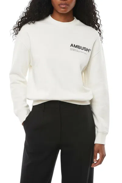 Ambush White Logo Crew Neck Sweatshirt In Gray