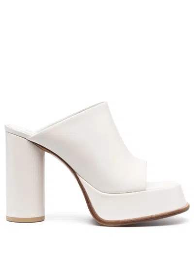 AMBUSH WHITE WHITE LEATHER HEELS