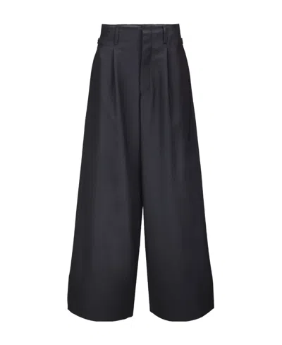 Ambush Wide-leg Virgin-wool Trousers In Black