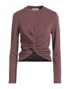 Ambush Woman T-shirt Chocolate Brown Size Xxs Viscose, Polyamide