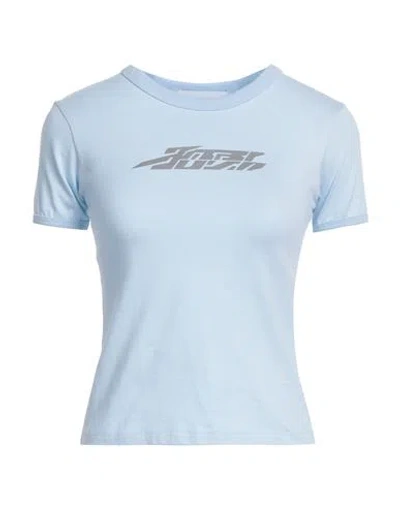 Ambush Woman T-shirt Sky Blue Size M Cotton, Polyurethane