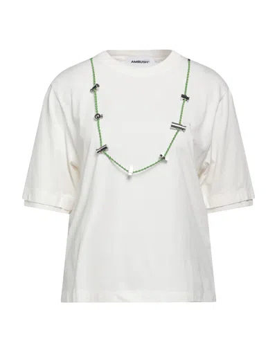 AMBUSH AMBUSH WOMAN T-SHIRT WHITE SIZE L COTTON, POLYESTER