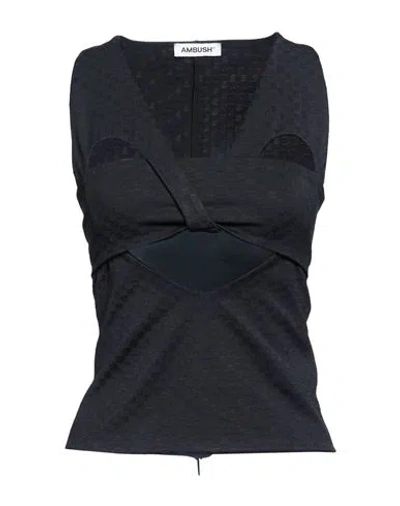 Ambush Woman Top Black Size L Polyester, Elastane