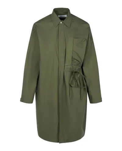 Pre-owned Ambush Women's  Oversized Waisttie Shirt Dress In Green