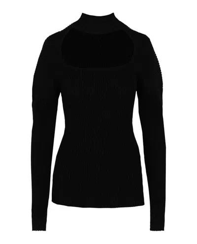Pre-owned Ambush Women's  Ribbed Turtleneck Sweater In Black