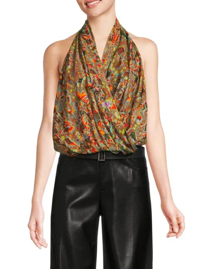 Ambush Women's Buckle Wrap Top In Red Multi