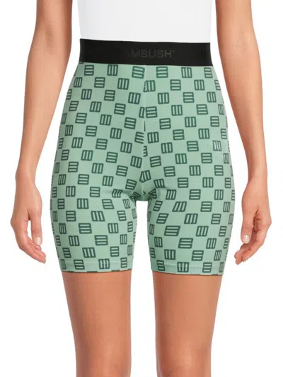 Ambush Women's Monogram Biker Shorts In Green