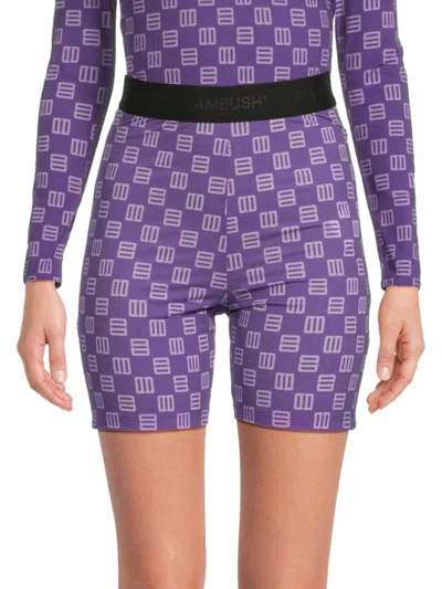 Ambush Women's Monogram Biker Shorts In Purple