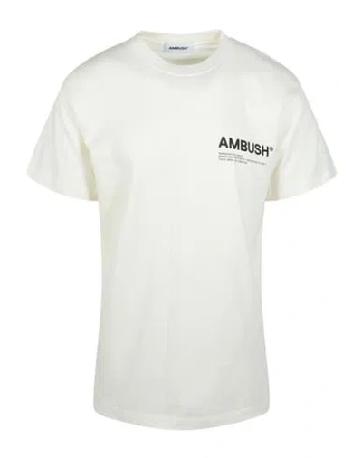 Ambush Workshop Logo T-shirt Man T-shirt Ivory Size Xl Cotton In White