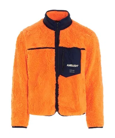 Ambush Zip-up Fleece Sweatshirt In Orange
