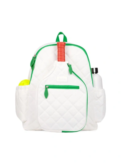 Ame & Lulu Pickleball Time Nylon Backpack In Quilted White Green