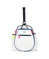 Ame & Lulu Quilted White Navy Pink Jr. Love Tennis Backpack In White