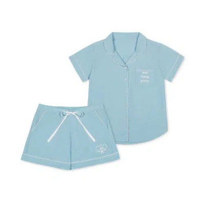 Ame & Lulu Short Pajama Set In Blue