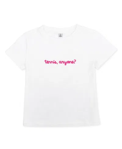 Ame & Lulu Kids' Unisex Hot Pink Tennis, Anyone? Sporty Love T-shirt In White