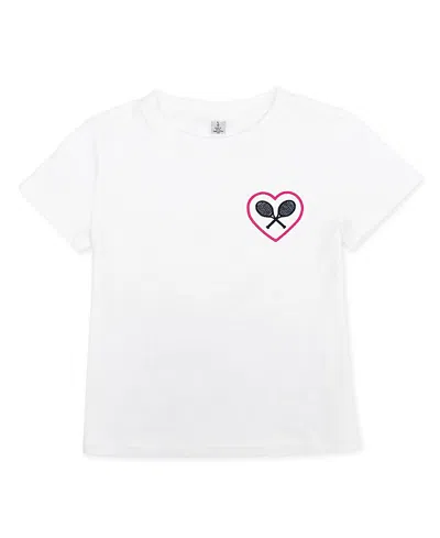 Ame & Lulu Kids' Unisex Hot Pink Tennis, Anyone? Sporty Love T-shirt In White