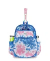 Ame & Lulu Girls' Blue/pink Tie-dye Big Love Tennis Backpack - Little Kid, Big Kid In Blue Pink