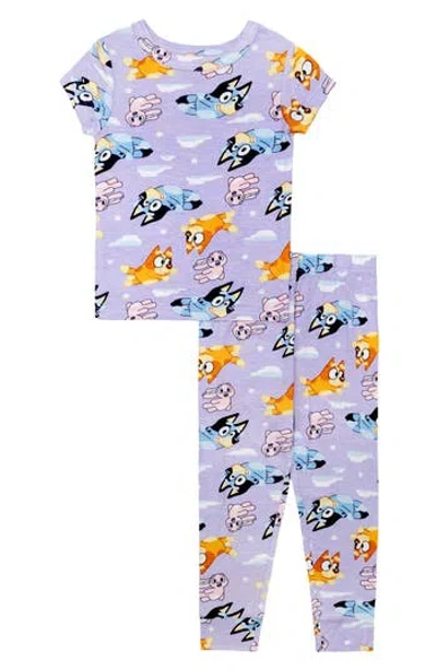 Ame Kids'  Bluey Fitted Two-piece Pajamas In Purple