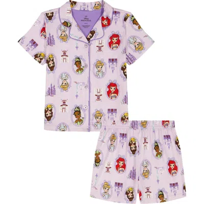 Ame Kids'  Disney® Princess Milky Jersey Two-piece Short Pajamas In Purple