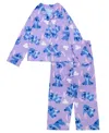 Ame Girls 4-10 2-piece Printed Notch Collar Top And Pants Pajama Set In Multi