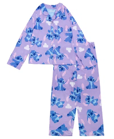 Ame Kids' Girls 4-10 2-piece Printed Notch Collar Top And Pants Pajama Set In Multi