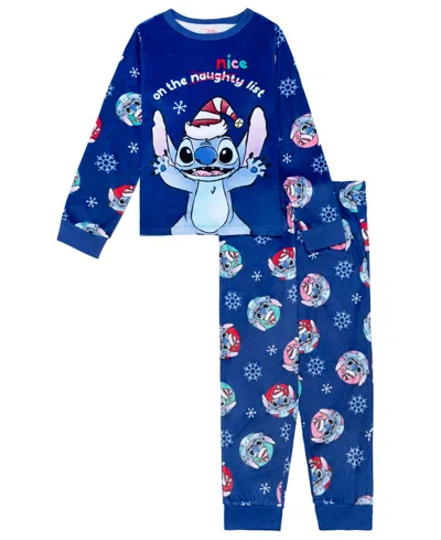 Ame Kids' Girls' 4-10 Nice List Lilo And Stitch Holiday Long-sleeve Pajama, 2-piece Set In Multi
