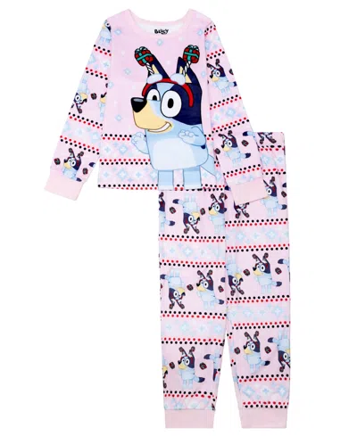 Ame Kids' Girls' 4-8 Bluey Holiday Character Print Top And Pants, 2-piece Pajama Set In Assorted Pink