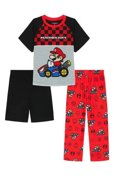 Ame Kids' Mario Three-piece Pajamas In Red