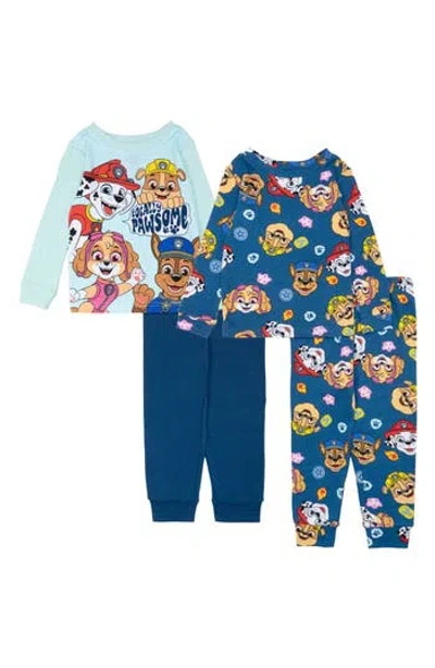 Ame Kids' Paw Patrol Assorted 2-pack Print Fitted Two-piece Pajamas In Blue