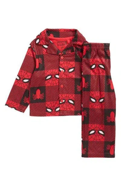 Ame Kids' Spider-man Fitted Two-piece Pajamas In Red