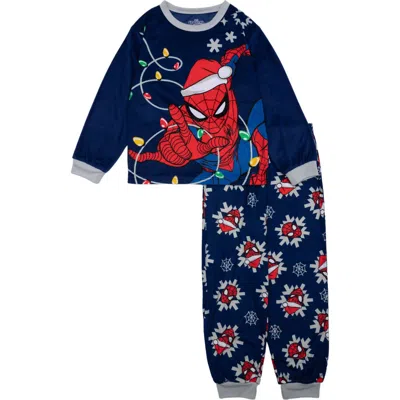 Ame Kids' Spider-man Long Sleeve Fitted Pajamas In Blue