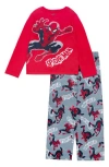 Ame Little And Big Boys 2-piece Spiderman Long Sleeve Top And Open Leg Pants Pajama Set In Red