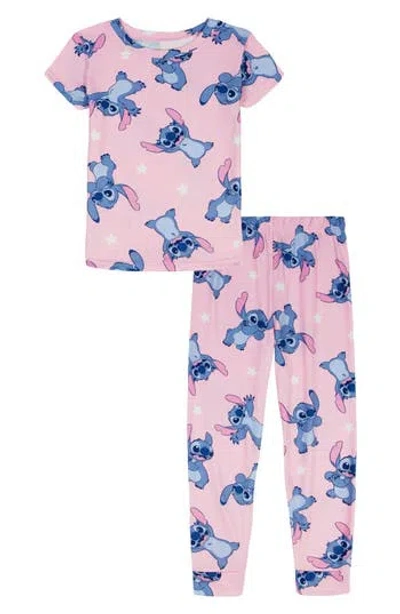Ame Kids' Star Stitch Short Sleeve Pajamas In Pink