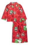 Ame Kids' Super Mario Long Sleeve Pajamas In Red