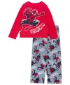 Ame Little And Big Boys 2-piece Spiderman Long Sleeve Top And Open Leg Pants Pajama Set In Red