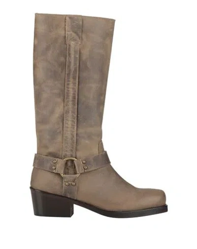 Ame Âme Woman Boot Khaki Size 6 Calfskin In Beige