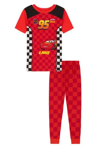 Ame X Disney Cars Kids' 95 Race Suit Pajamas In Red