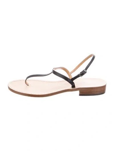 Pre-owned Amedeo Leather T-strap Sandals In Gold