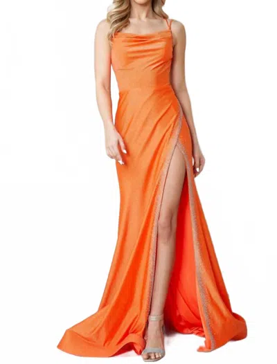 Amelia Couture Asha Gown In Orange In Multi