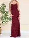 Amelia Couture Beaded Sleeveless V-neck Gown In Burgundy In White