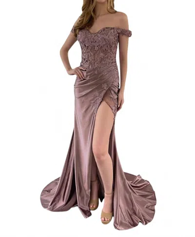 Amelia Couture Damira Gown In Mauve In Brown