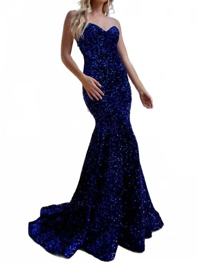 Amelia Couture London Sequin Gown In Royal Blue
