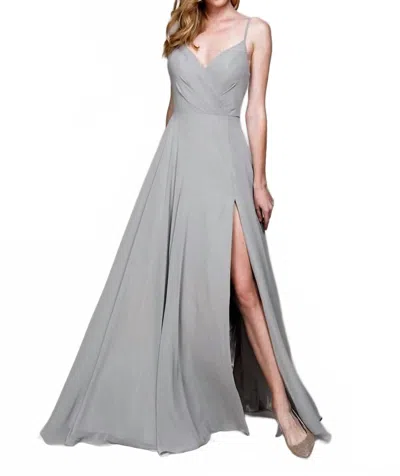 Amelia Couture Milan Chiffon Dress In Grey In Gray