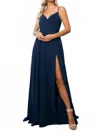 Amelia Couture Milan Chiffon Dress In Navy